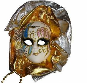 Maska Wenecka z Kołnierzem Złota 17Cm (dekoracja)